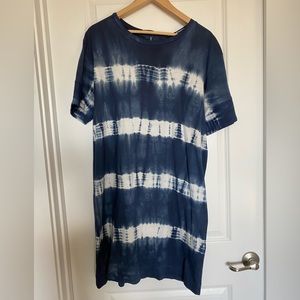 Zara navy/white tie dye t-shirt dress